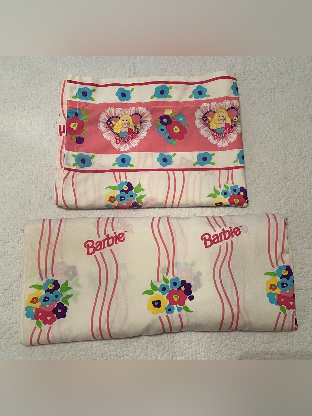 Vintage 1996 Barbie Twin Flat and Fitted Sheet